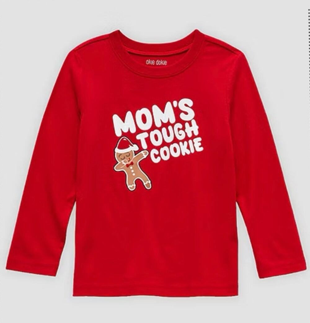 Okie Dokie Kids Long Sleeve Christmas Holiday Graphic T-Shirt Size 6 Red